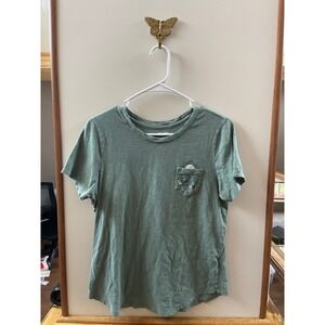 Old Navy Everywear Sage Green Pocket Tee Desert Cacti Graphic Women Medium